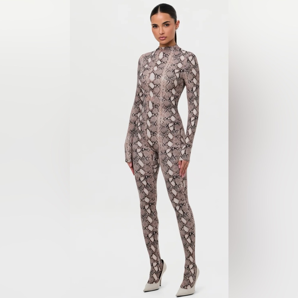 Naked Wardrobe Snakeskin Patterned Jumpsuit